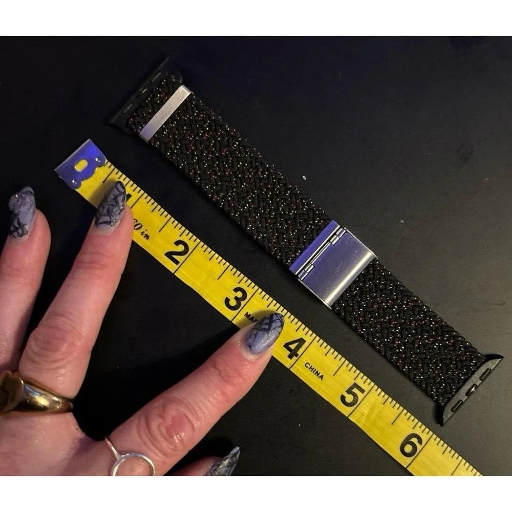 NEW Black Speckled Adjustable Nylon Stretch Band for Apple Watch 38/40/41mm